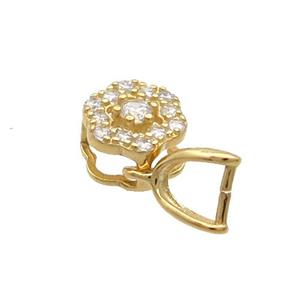 Sterling Silver Pinch Bail Pave Zircon Clasp Gold Plated, approx 6mm