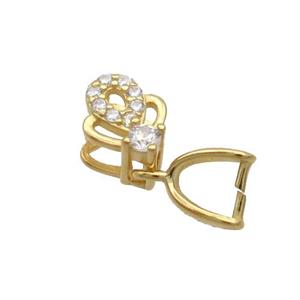 Sterling Silver Pinch Bail Pave Zircon Clasp Gold Plated, approx 5.5-7.5mm