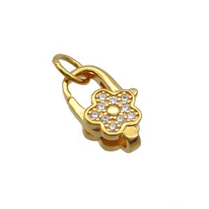 Sterling Silver Lobster Clasp Pave Zircon Flower Gold Plated, approx 8-12mm