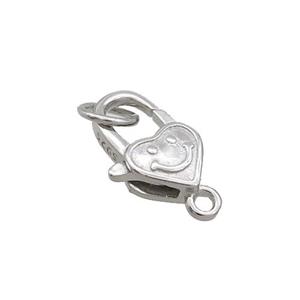 Sterling Silver Lobster Clasp Emoji Platinum Plated, approx 8-13mm