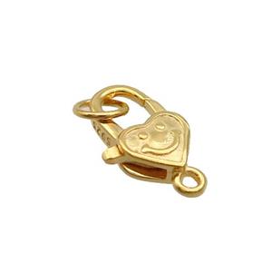 Sterling Silver Lobster Clasp Emoji Gold Plated, approx 8-13mm