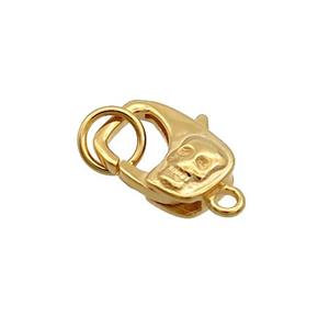 Sterling Silver Lobster Clasp Skull Gold Plated, approx 8-12mm