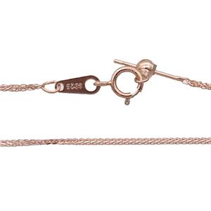 Sterling Silver Necklace Chain Rose Gold, approx 1mm, 40cm length