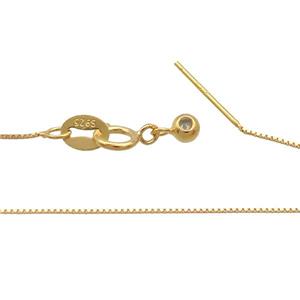 Sterling Silver Necklace Box Chain Gold Plated, approx 0.5mm, 40cm length