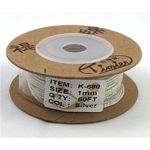 metallic cotton cord, jewelry wire, silver, approx 1mm, 60yard per roll