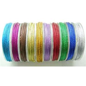 Metallic Cord for Jewelry binding, Mix Color, 0.8mm dia,10m per roll
