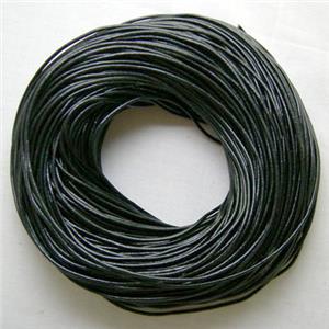 Black Leather Rope For Jewelry Binding, 4mm dia