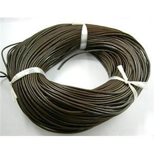Coffee Leather Rope For Jewelry Binding, 2mm thick