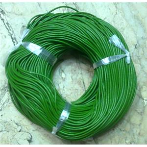 Leather Rope For Jewelry Binding, green, 2mm