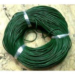 Leather Rope For Jewelry Binding, deep-green, 2mm