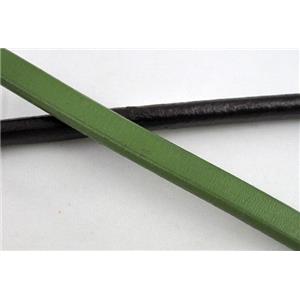 genuine leather cord, green, approx 10mm wide, 6mm thickness