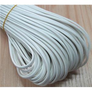 PU leather Cord, flat, white, approx 4mm wide