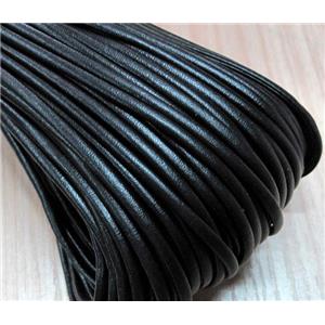 PU leather Cord, flat, black, approx 4mm wide