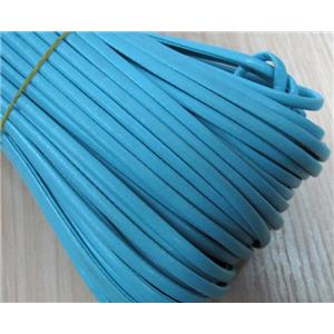 PU leather Cord, flat, blue, approx 4mm wide