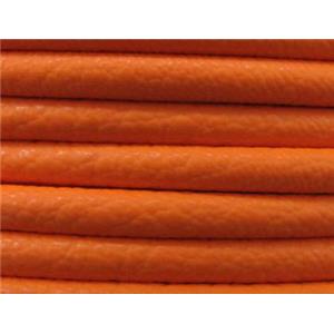 PU Leather Cord, round, orange, approx 6mm dia