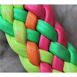 PU leather Cord, braided, mixed color, approx 20mm wide