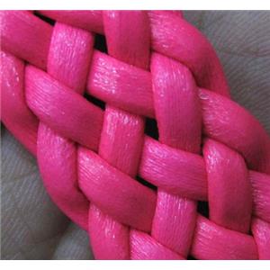 PU leather Cord, braided, hotpink, approx 20mm wide