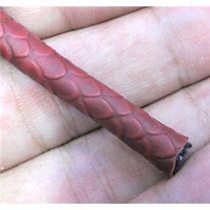 red PU leather wrapped cord, approx 6mm dia