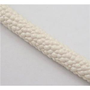 PU leather cord, round, white, approx 5mm dia