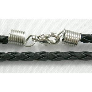 Coffee PU leather Necklace Cord, 3mm dia, 18 inch length