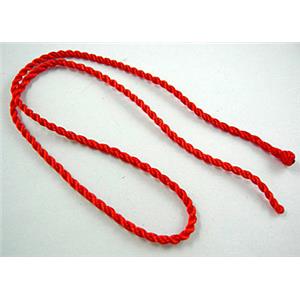 Sennit Necklace Cord, Rattail Nylon, Red, approx 18 inchlength, 3mm dia