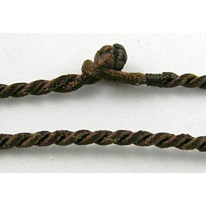 Sennit Necklace Cord, Rattail Nylon, Coffee, approx 18 inchlength, 2mm dia