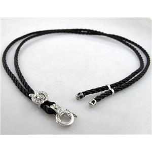 Sennit Necklace Cord, Rattail Nylon, alloy clasp with rhinestone, wire:3mm, 32 inch length