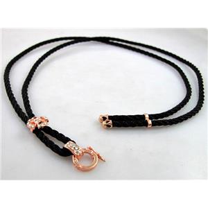 Sennit Necklace Cord, Rattail Nylon, alloy clasp with rhinestone, wire:3mm, 32 inch length