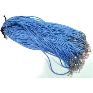 Rattail Nylon, Sennit Necklace Cord, copper connector, blue, 3mm dia