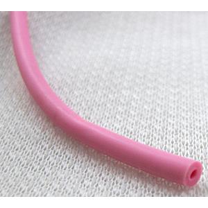 Rubber Cord, hollow, pink, 4mm dia, Tube wire, approx 350meters