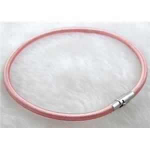 silk-braiding Rubber bracelet, magnetic clasp, 3mm dia, 9 inch (23cm) length