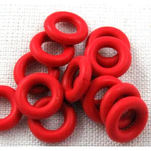 Red Rubber Stopper Beads, 8mm dia, 3.2mm hole