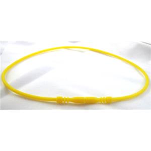 Jewelry making necklace cord, rubber, yellow, 3mm dia,18 inch length