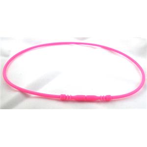Jewelry making necklace cord, rubber, hot-pink, 3mm dia,18 inch length