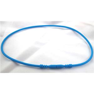 Jewelry making necklace cord, rubber, blue, 3mm dia,18 inch length