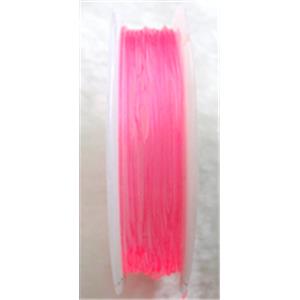 Crystal Wire, stretchy, round, pink, 0.6mm dia,12meters per roll