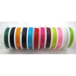 Crystal Wire, stretchy, round, mixed color, 0.8mm dia,8meters per roll