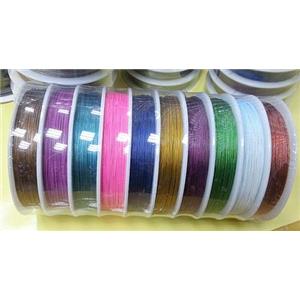 Jewelry binding wire, Tiger tail, mixed color, 0.3mm, 70meters per roll