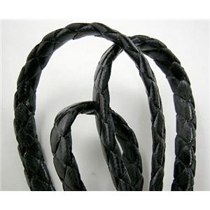 Black Braided Cord, Waxed, Flat, grade-A, 10mm wide