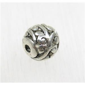 tibetan silver round alloy beads, non-nickel, approx 8mm dia