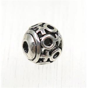 tibetan silver round alloy beads, non-nickel, approx 8mm dia