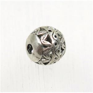 hollow tibetan silver round alloy beads, non-nickel, approx 8mm dia