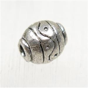tibetan silver alloy beads, barrel, non-nickel, approx 8x9mm