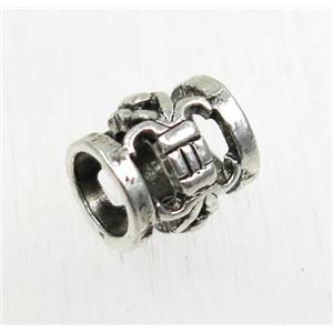tibetan silver alloy tube beads, non-nickel, approx 7x8mm, 4mm hole