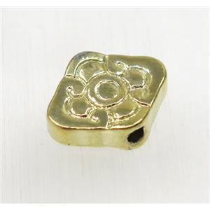 tibetan silver alloy beads, non-nickel, antique gold, approx 13x16mm