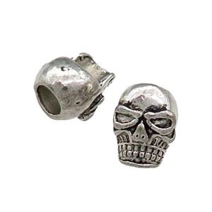 Tibetan Style Zinc Skull Charms Beads Large Hole Antique Silver, approx 8-10mm, 5mm hole