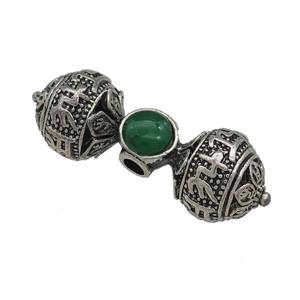 Tibetan Style Zinc Round Beads Double Ball Large Hole Antique Silver, approx 15mm, 40mm, 4mm hole