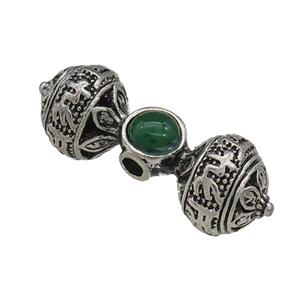 Tibetan Style Zinc Round Beads Double Ball Large Hole Antique Silver, approx 12mm, 30mm, 3mm hole