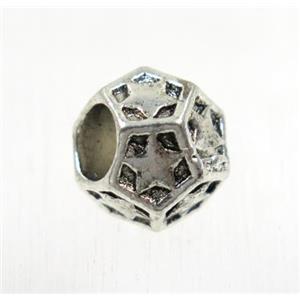 tibetan silver alloy beads, non-nickel, approx 11mm dia, 5mm hole