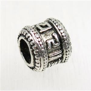 tibetan silver alloy tube beads, non-nickel, approx 9x10mm, 5mm hole
